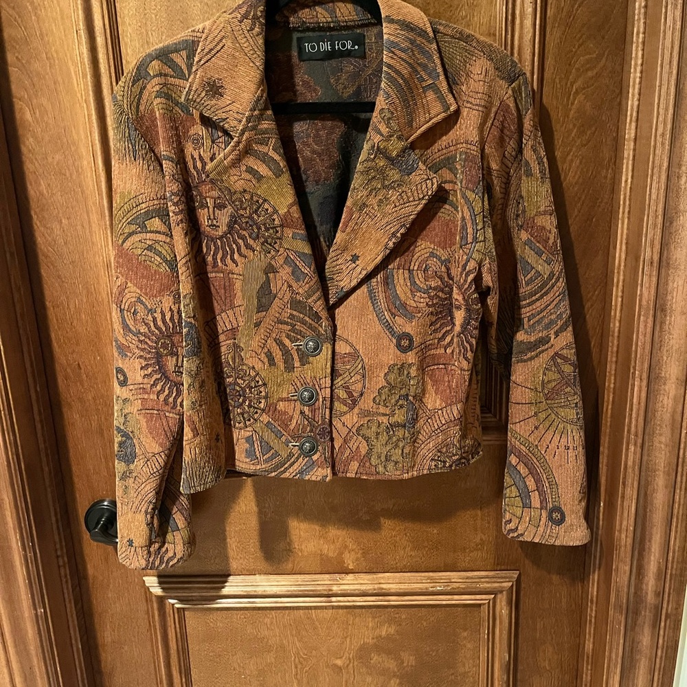 Women's Size 12(M) Astrological Themed Rust Multi Jacket